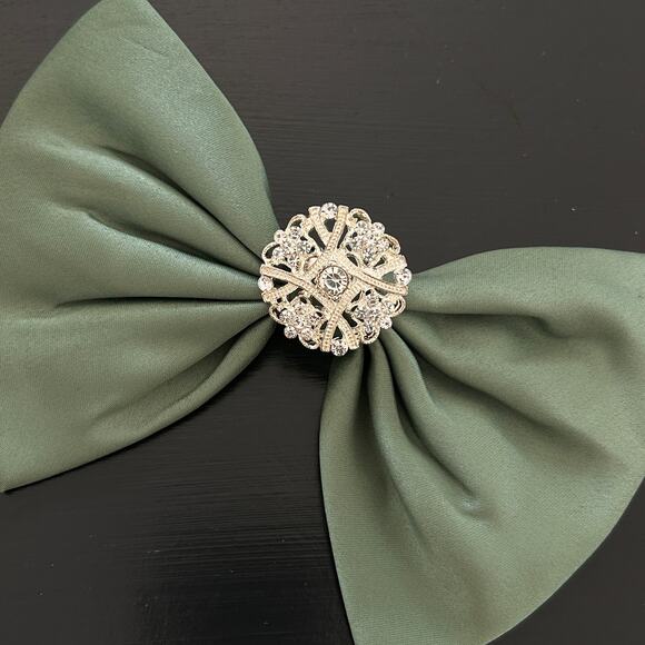 Girls Holiday Dress Green Puff Sleeve with Bow Sz. 4 Birthday Pageant Formal - Picture 10 of 13